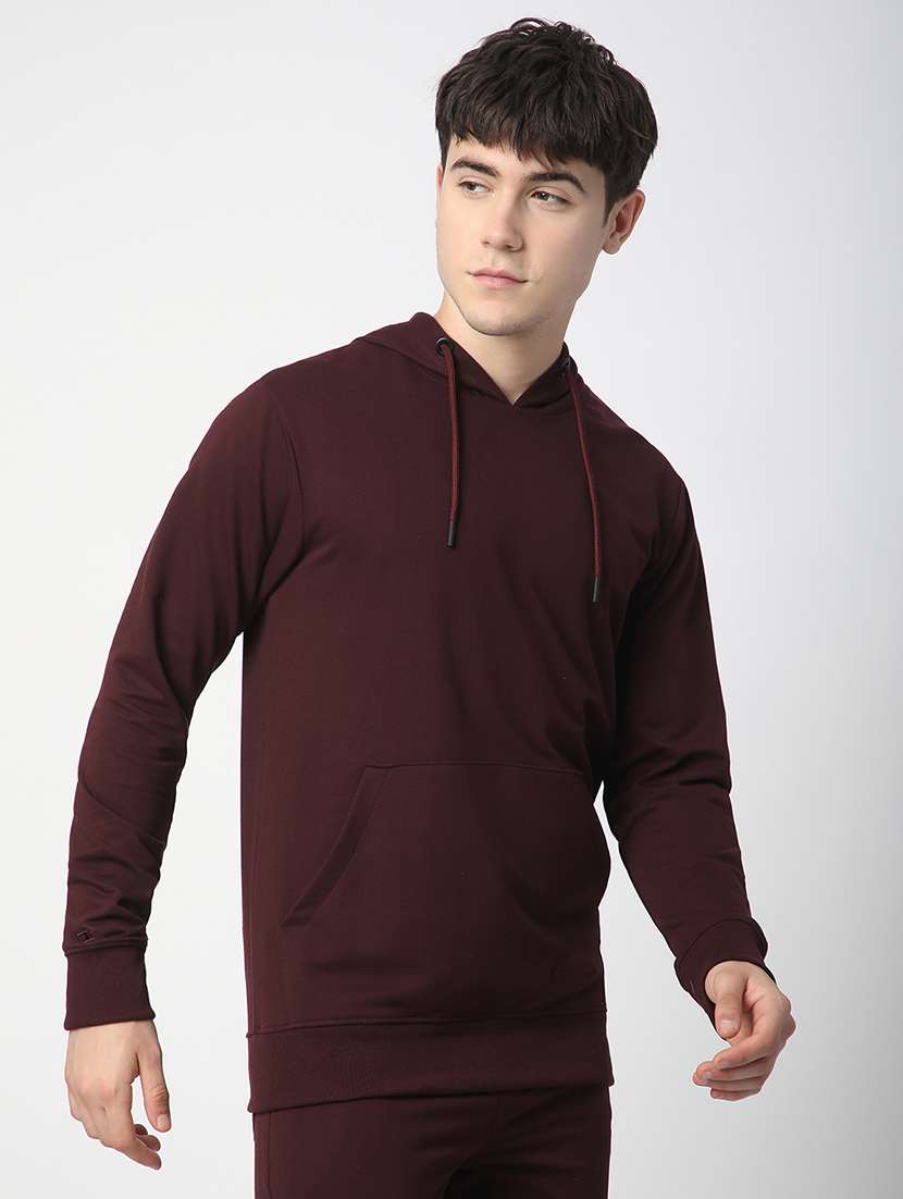 men solid long sleeve hooded sweatshirt - 22266732 -  Standard Image - 1