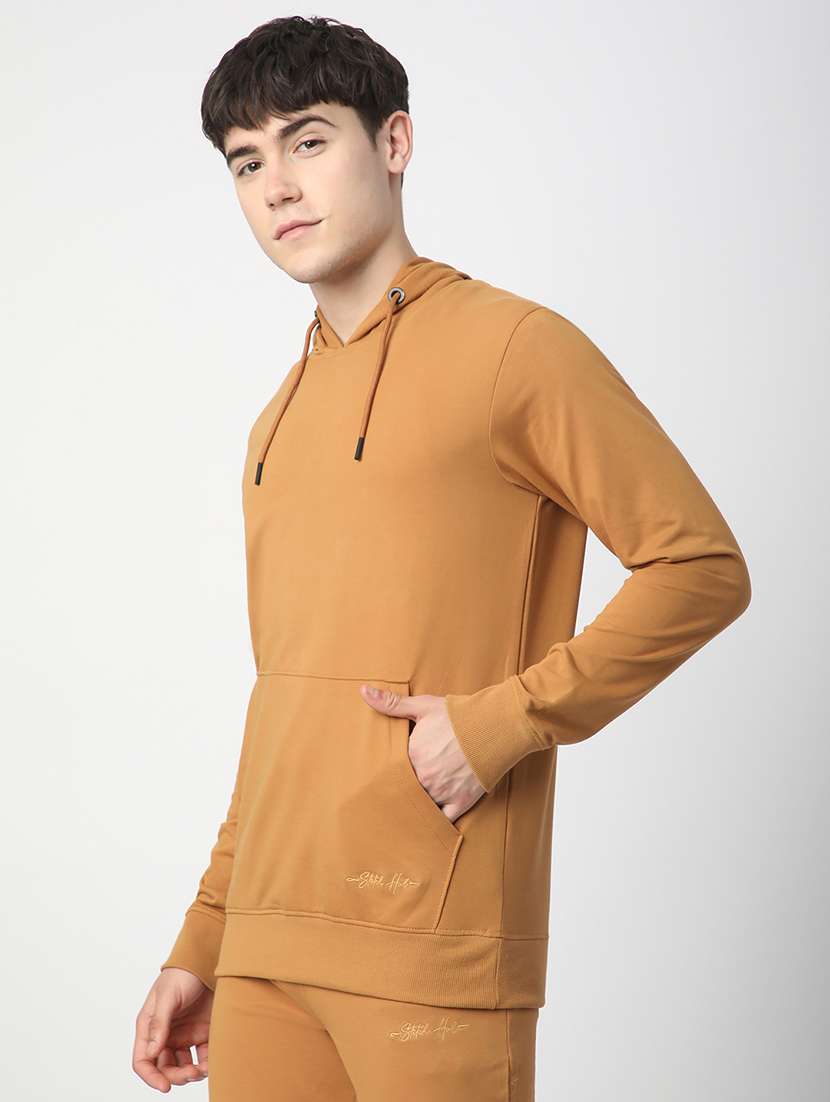 men solid long sleeve hooded sweatshirt - 22266734 -  Standard Image - 1
