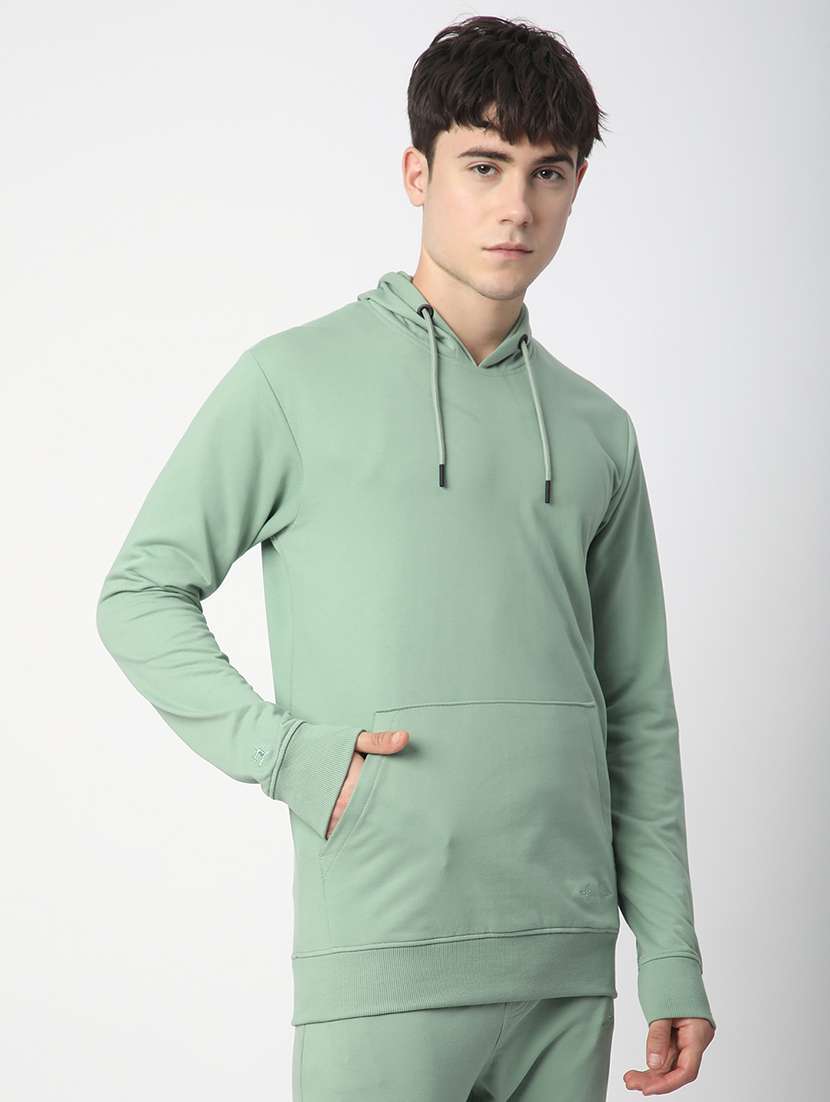 men solid long sleeve hooded sweatshirt - 22266739 -  Standard Image - 1