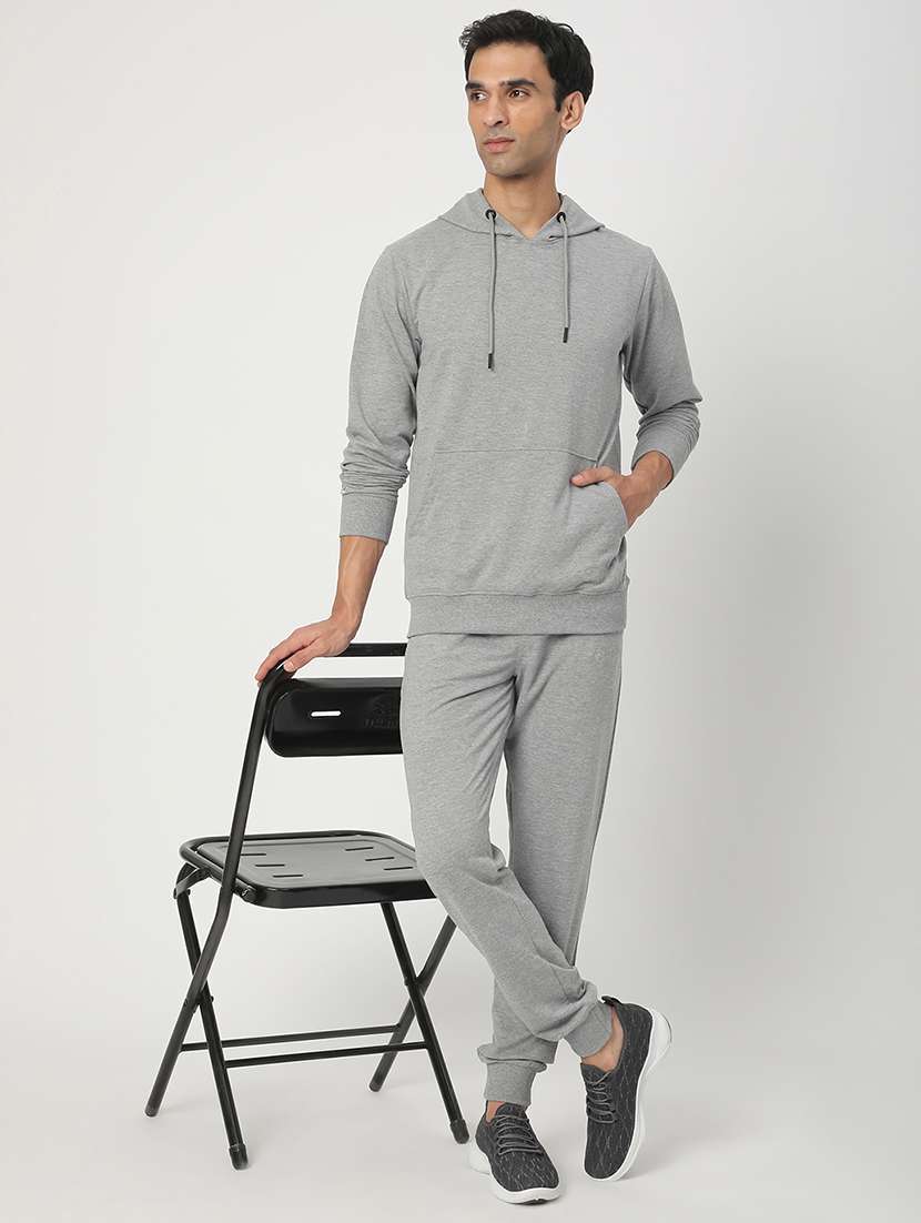 men solid long sleeve hooded sweatshirt - 22266740 -  Standard Image - 4