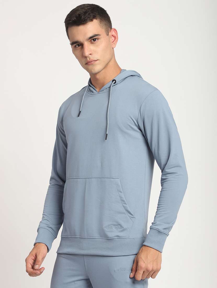 men solid long sleeve hooded sweatshirt - 22266743 -  Standard Image - 1