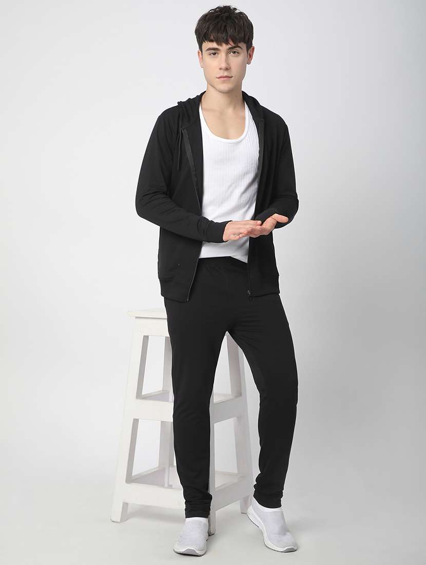 men solid long sleeve hooded sweatshirt - 22266748 -  Standard Image - 4