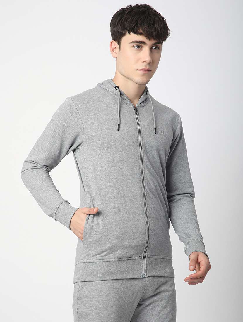 men solid long sleeve hooded sweatshirt - 22266752 -  Standard Image - 1