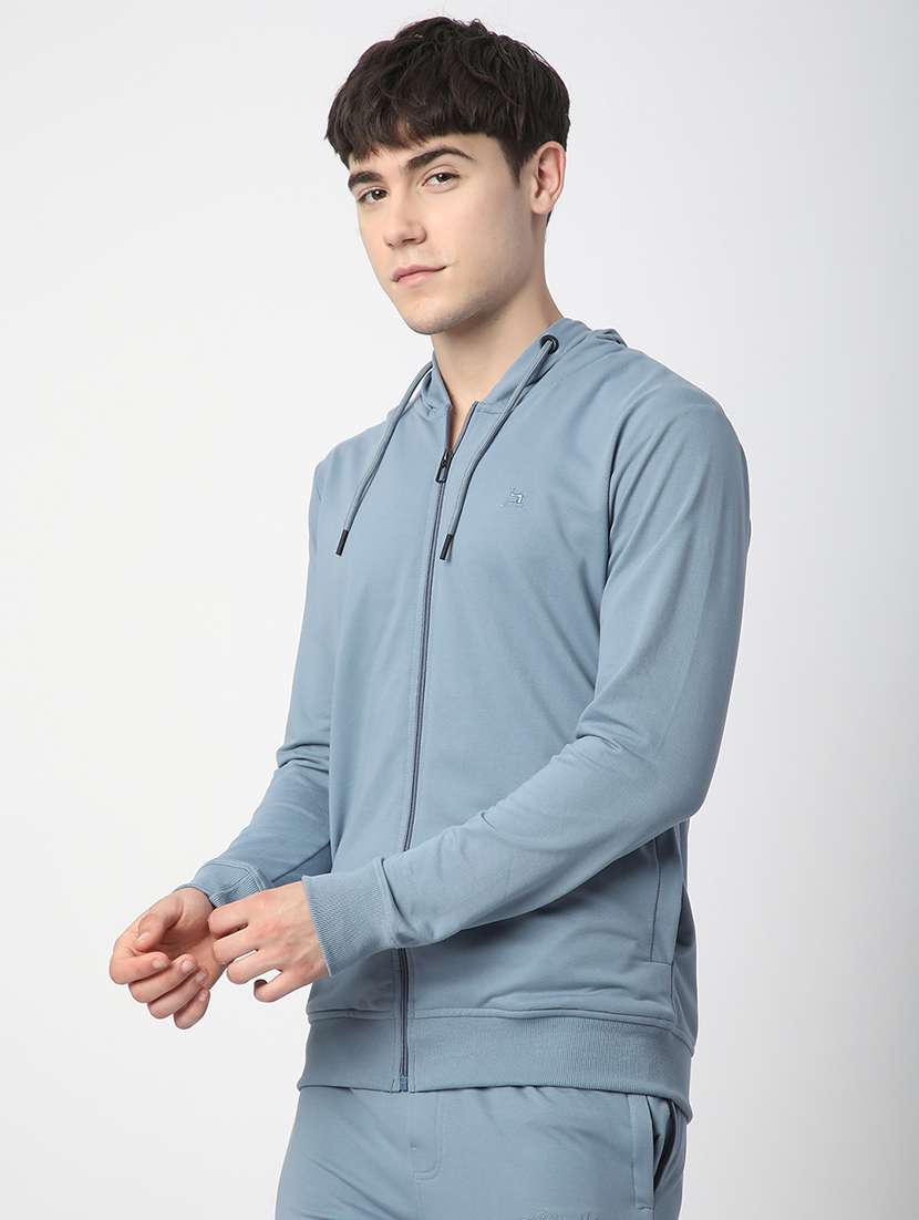 men solid long sleeve hooded sweatshirt - 22266755 -  Standard Image - 1