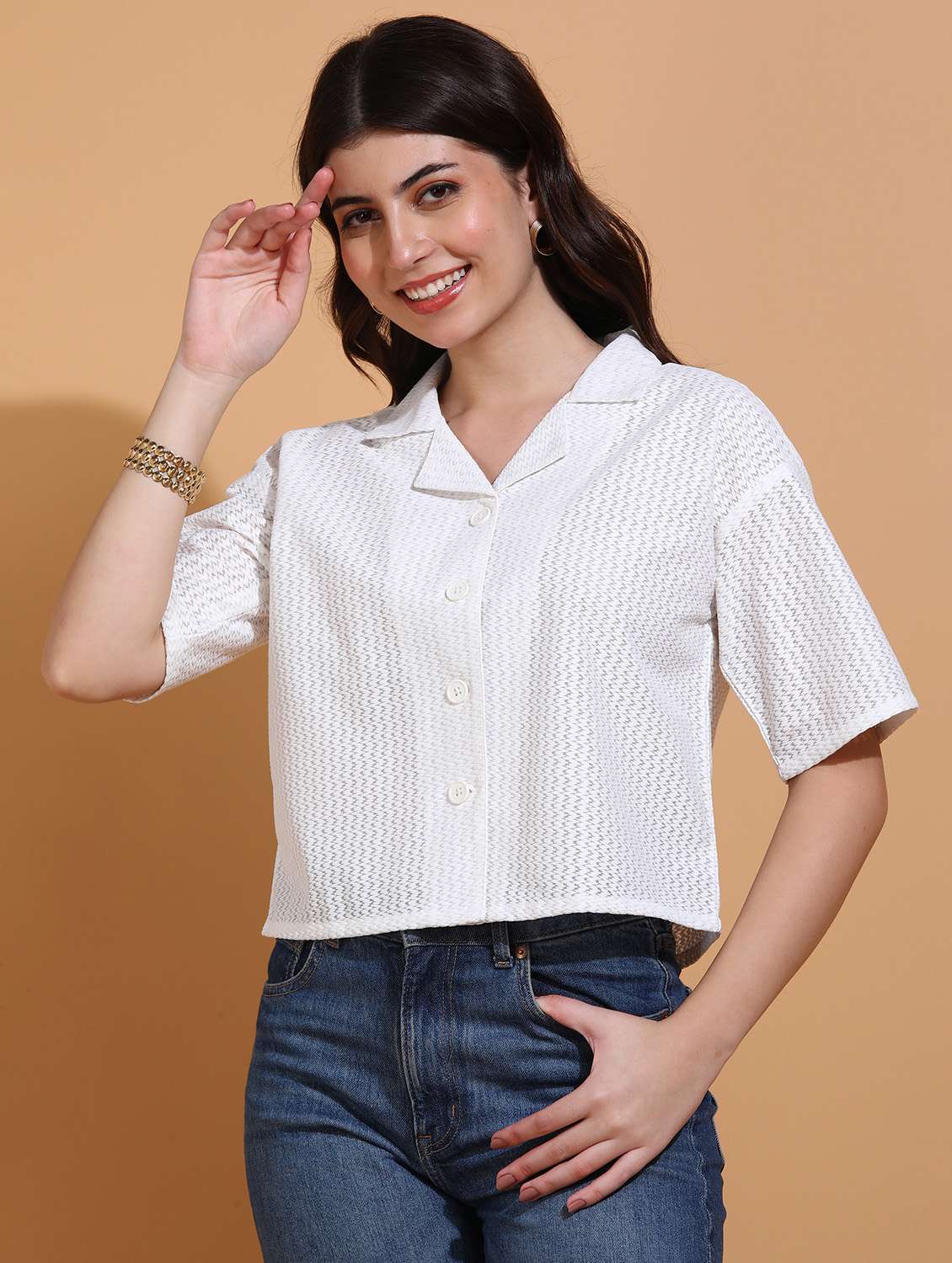 women self design drop sleeve shirt top - 22266771 -  Standard Image - 1