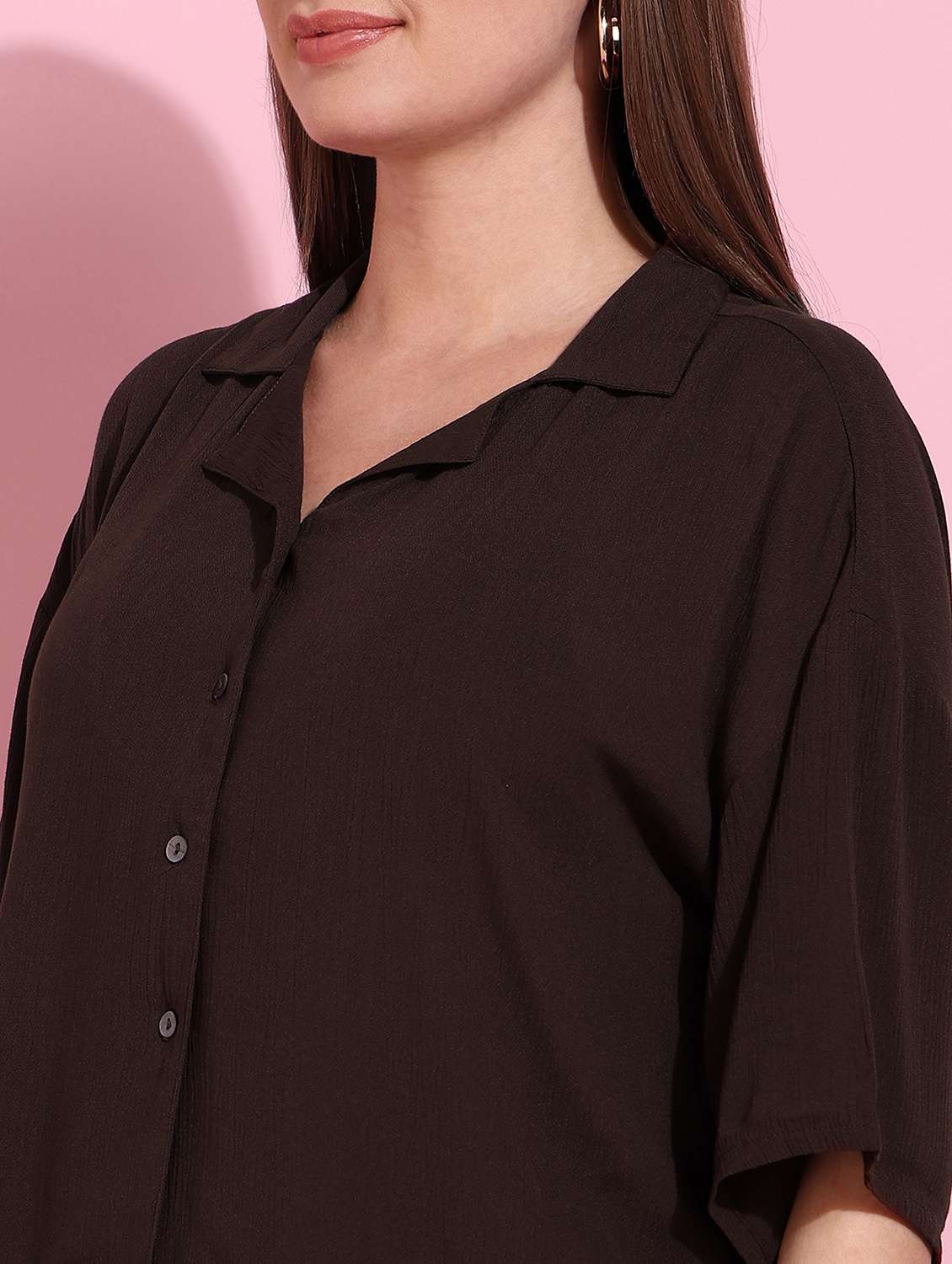 women solid drop sleeve shirt top - 22266772 -  Standard Image - 4
