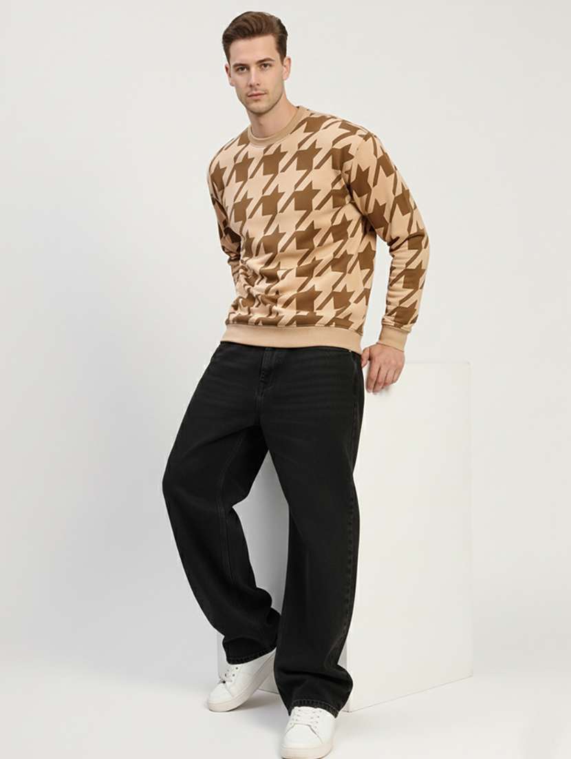 men printed long sleeve regular fit sweatshirt