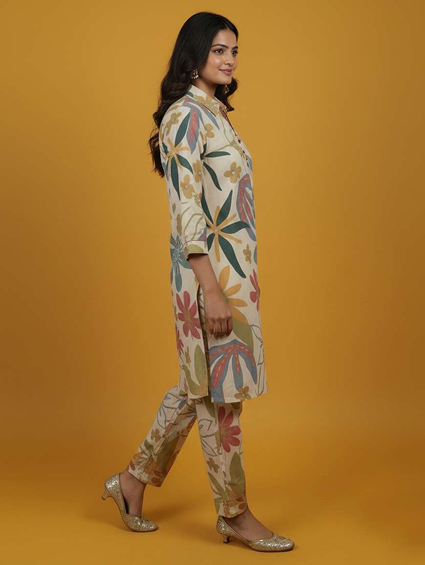 women three quarter sleeve ethnic co-ord set - 22267060 -  Standard Image - 1