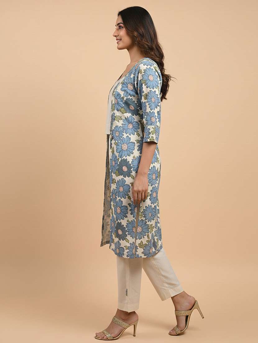 women three quarter sleeve ethnic co-ord set - 22267063 -  Standard Image - 1