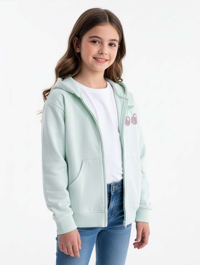 girls printed long sleeve hooded sweatshirt - 22267067 -  Standard Image - 1