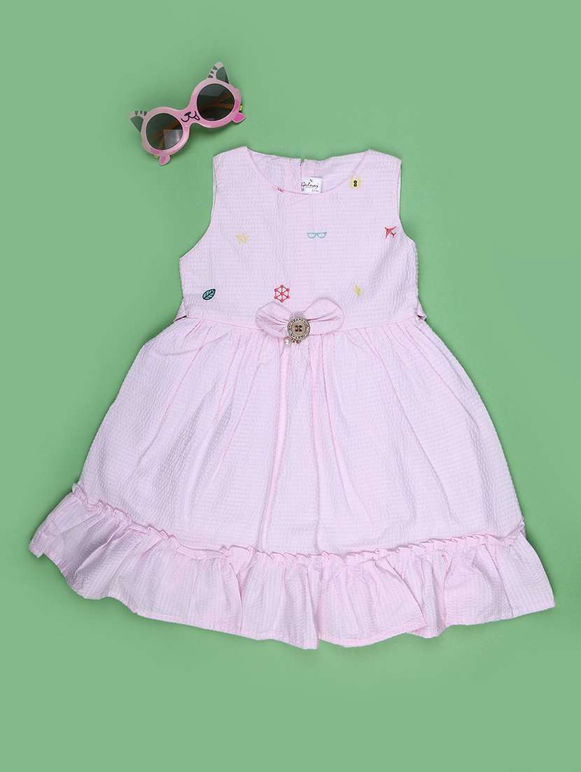 girls embroidered sleeveless tiered frock - 22267548 -  Standard Image - 1