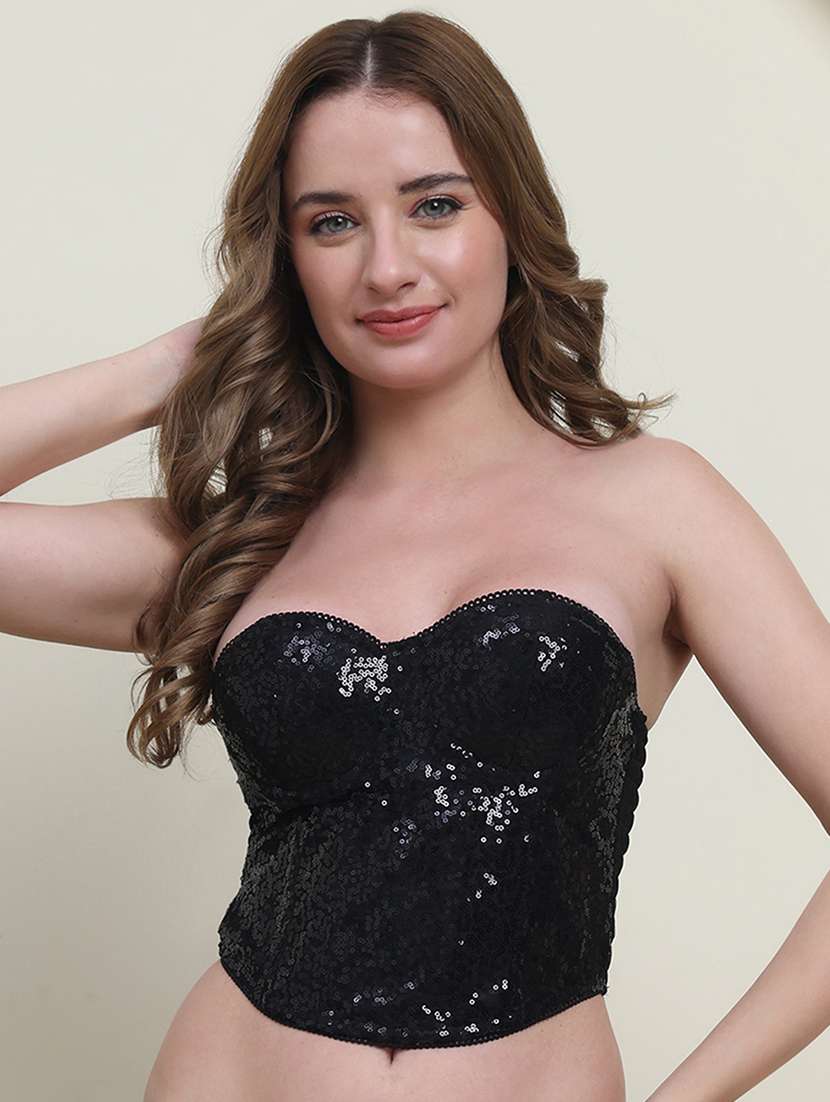 women sequined tube corset bralette - 22267617 -  Standard Image - 1