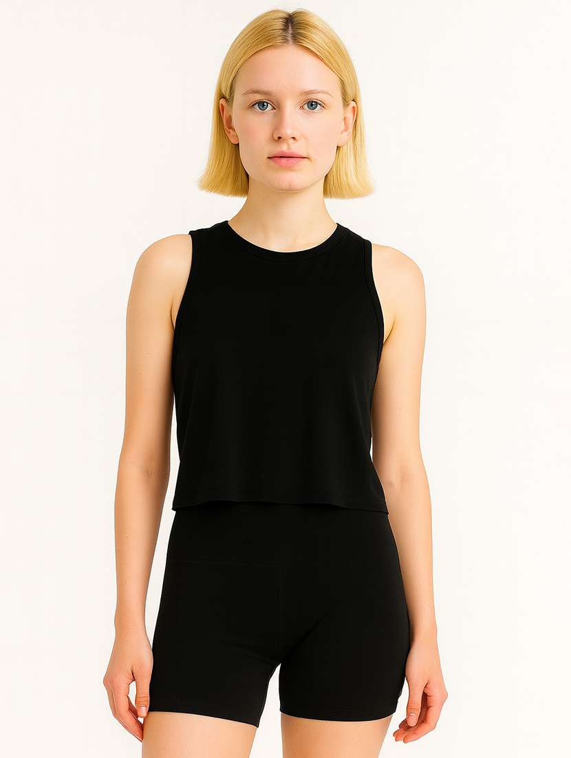 women solid sleeveless tank top