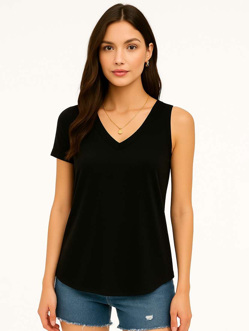 women solid sleeveless tank top - 22267736 -  Standard Image - 1