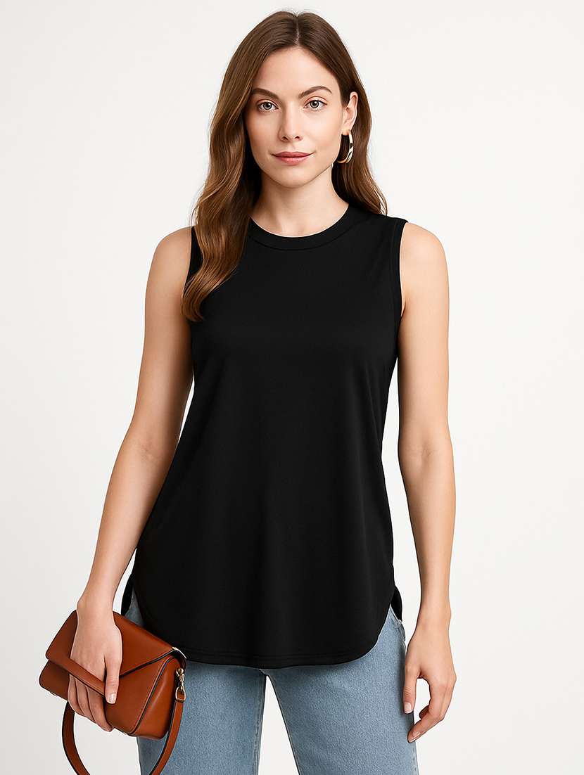 women solid sleeveless tank top