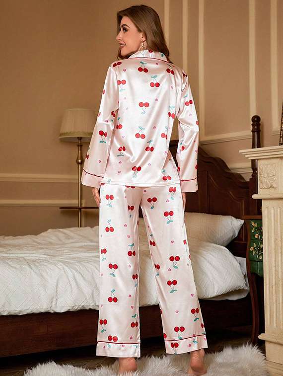 women printed long sleeve nightwear pyjama set - 22267961 -  Standard Image - 1