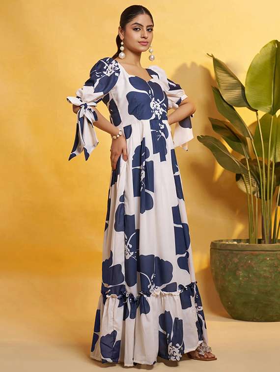 women floral print puff sleeve tiered dress - 22267986 -  Standard Image - 1