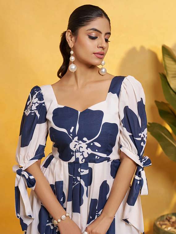 women floral print puff sleeve tiered dress - 22267986 -  Standard Image - 4