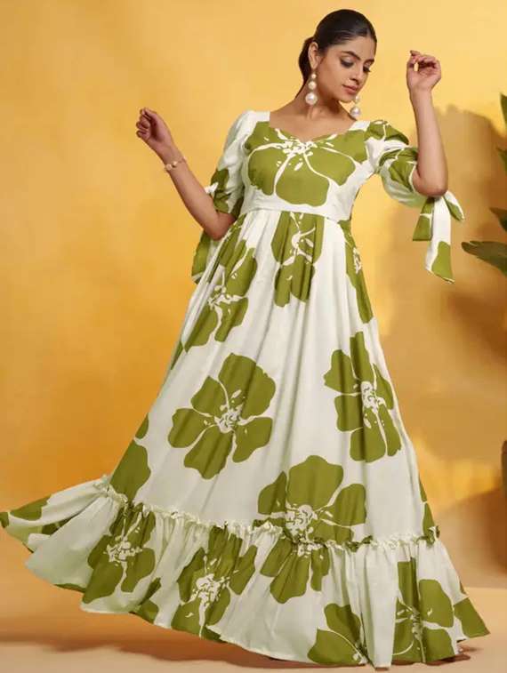 women floral print puff sleeve tiered dress