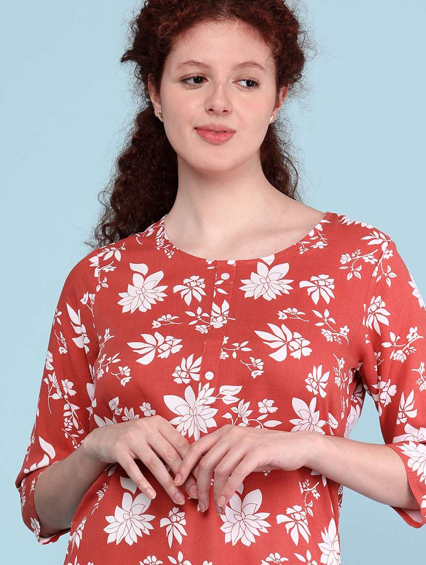 women floral print round neck kurta - 22268286 -  Standard Image - 1