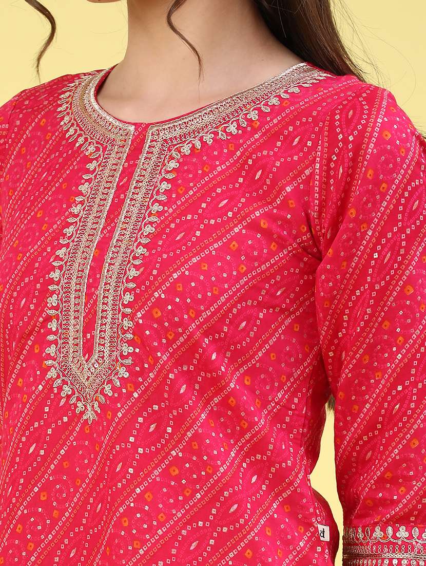 pink cotton straight kurta - 22268296 -  Standard Image - 1