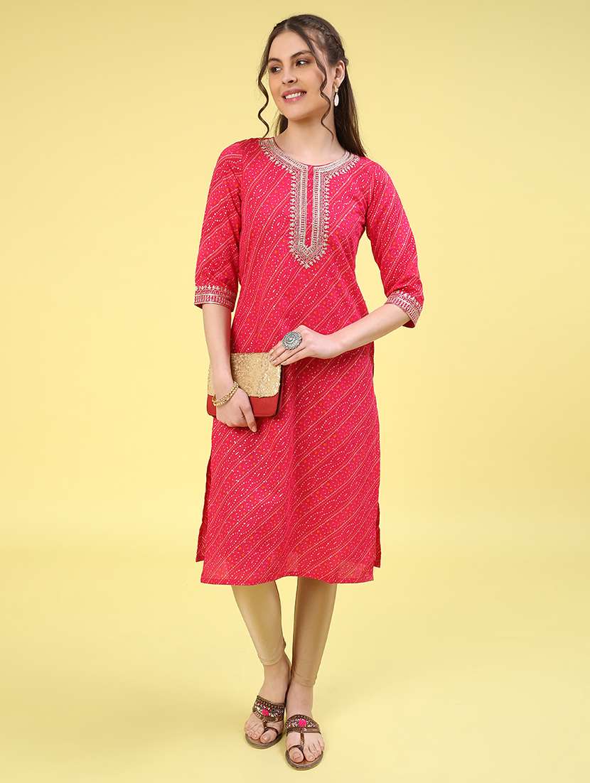 pink cotton straight kurta - 22268296 -  Standard Image - 4