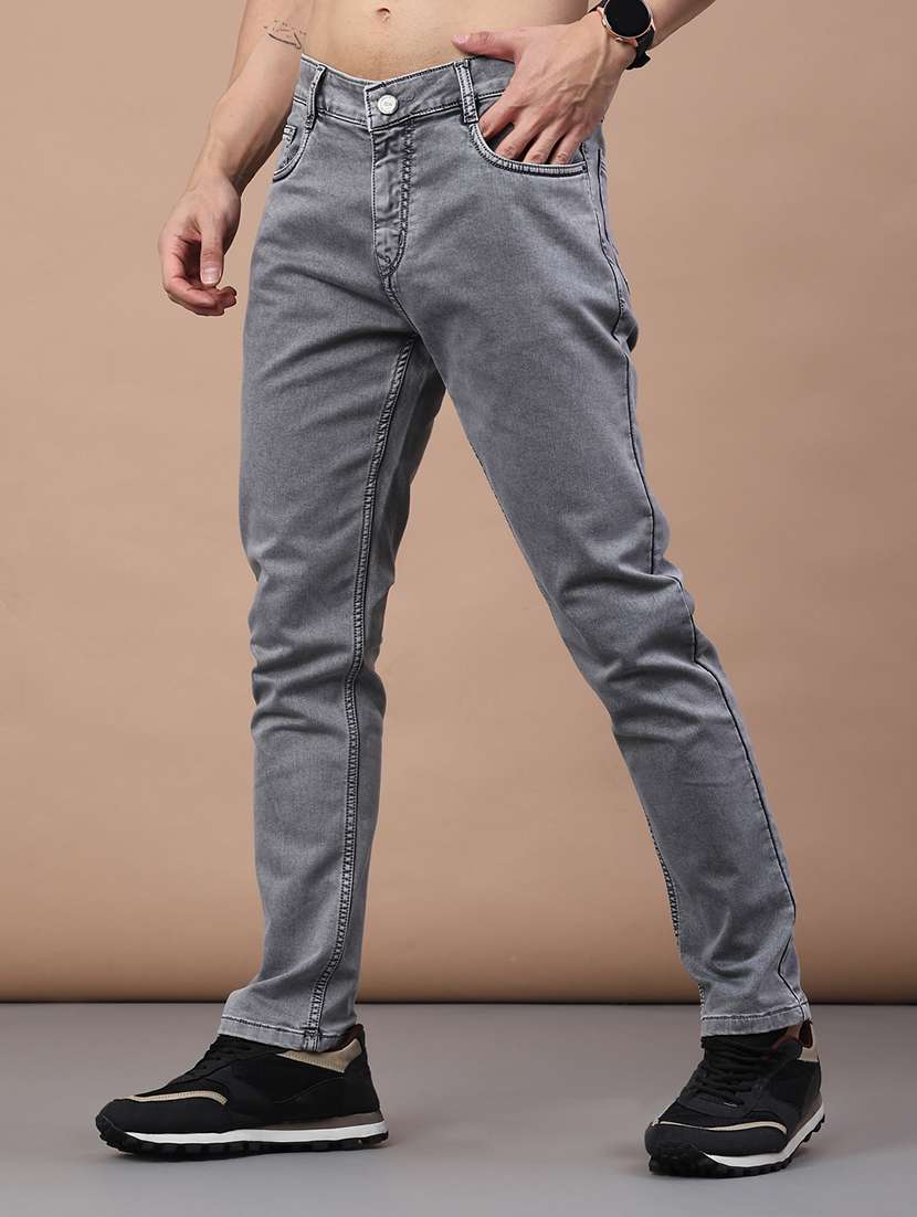 men plain mid rise full length jeans - 22268434 -  Standard Image - 1