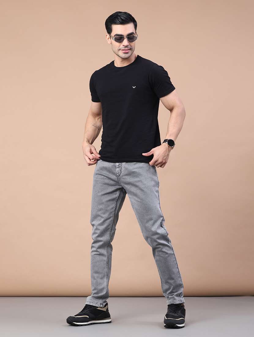 men plain mid rise full length jeans - 22268434 -  Standard Image - 4