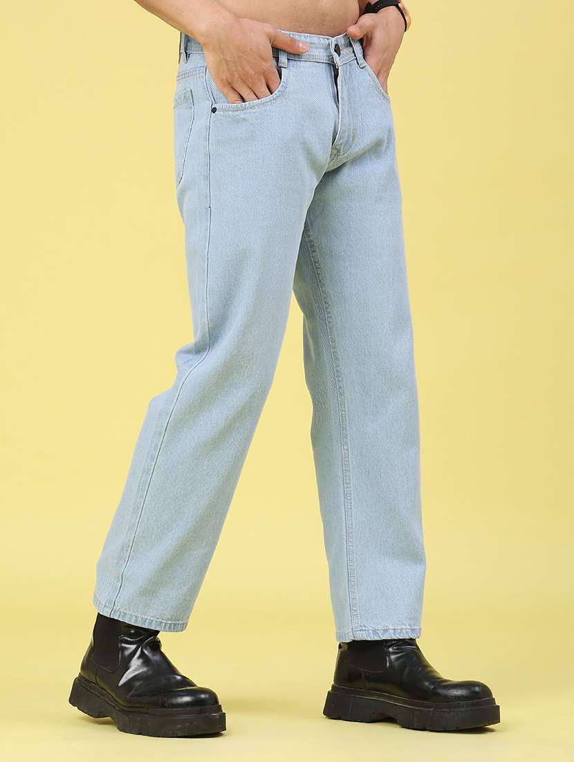 men plain mid rise full length straight jeans - 22268459 -  Standard Image - 1