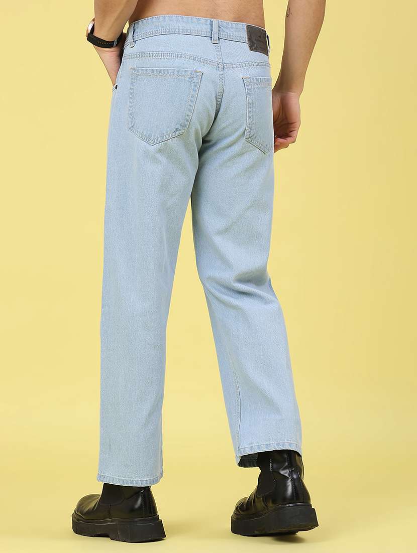 men plain mid rise full length straight jeans - 22268459 -  Standard Image - 4