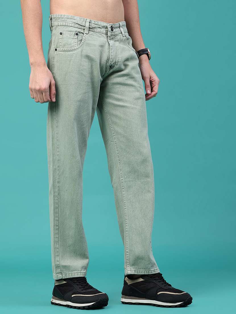 men plain mid rise full length straight jeans - 22268460 -  Standard Image - 1