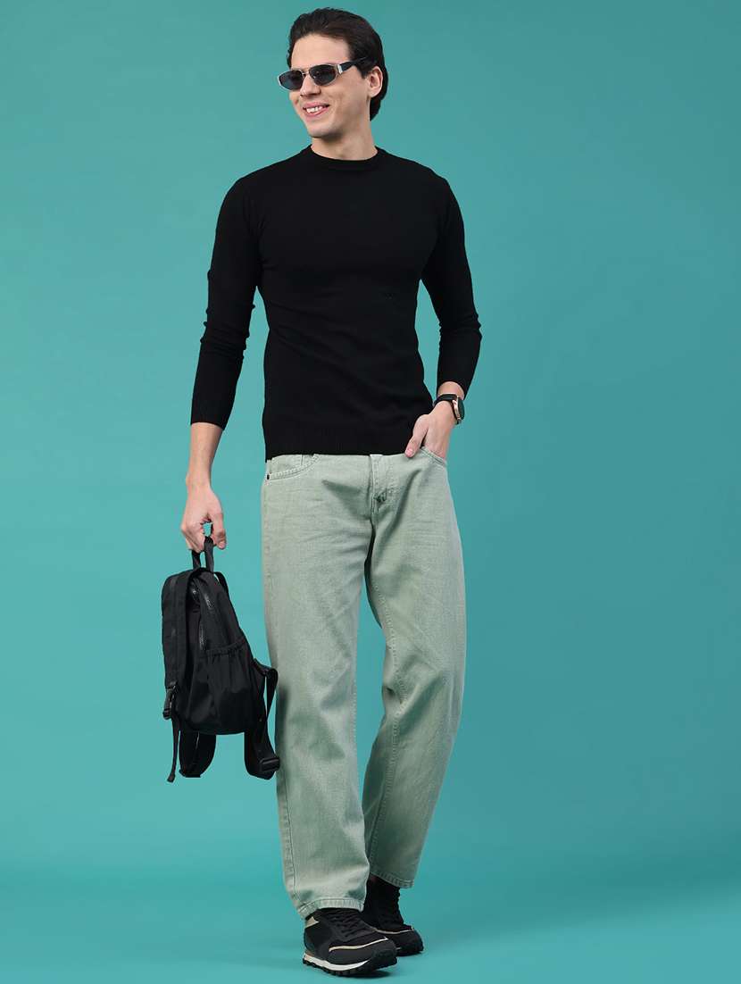 men plain mid rise full length straight jeans - 22268460 -  Standard Image - 4