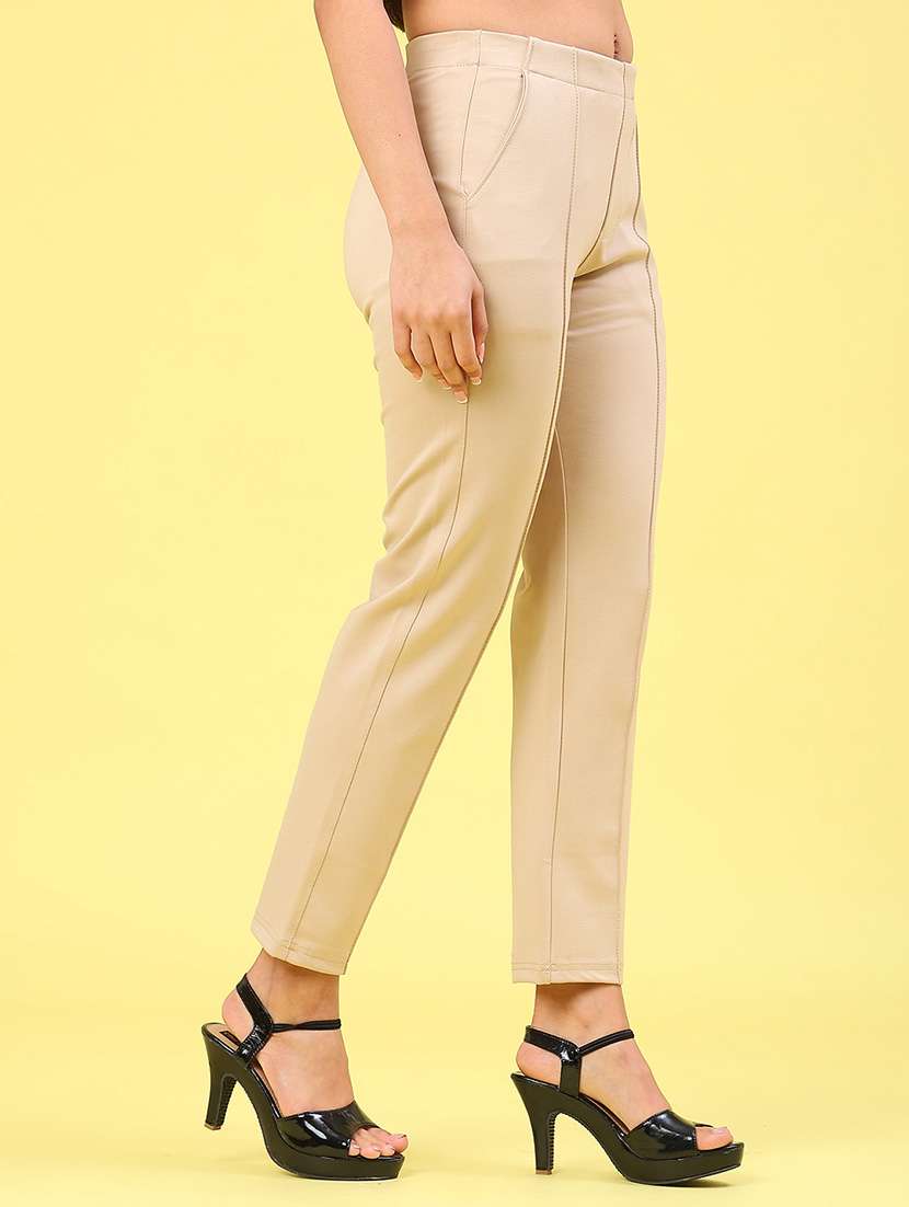 women solid mid rise cigarette pants - 22268483 -  Standard Image - 1