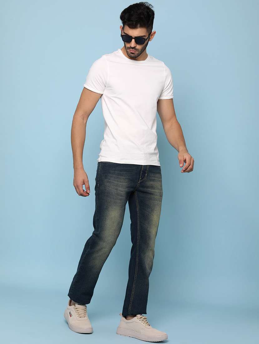 men washed mid rise full length straight jeans - 22268516 -  Standard Image - 4