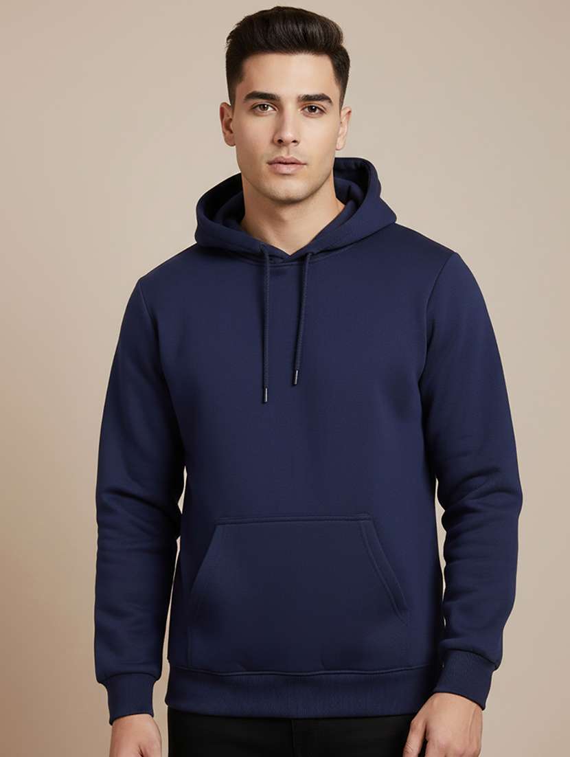 men solid long sleeve hooded sweatshirt - 22268638 -  Standard Image - 1