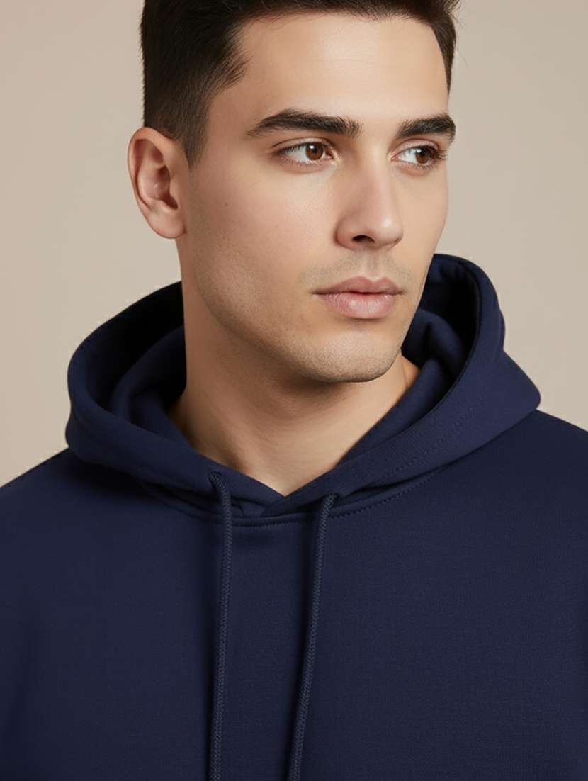 men solid long sleeve hooded sweatshirt - 22268638 -  Standard Image - 4