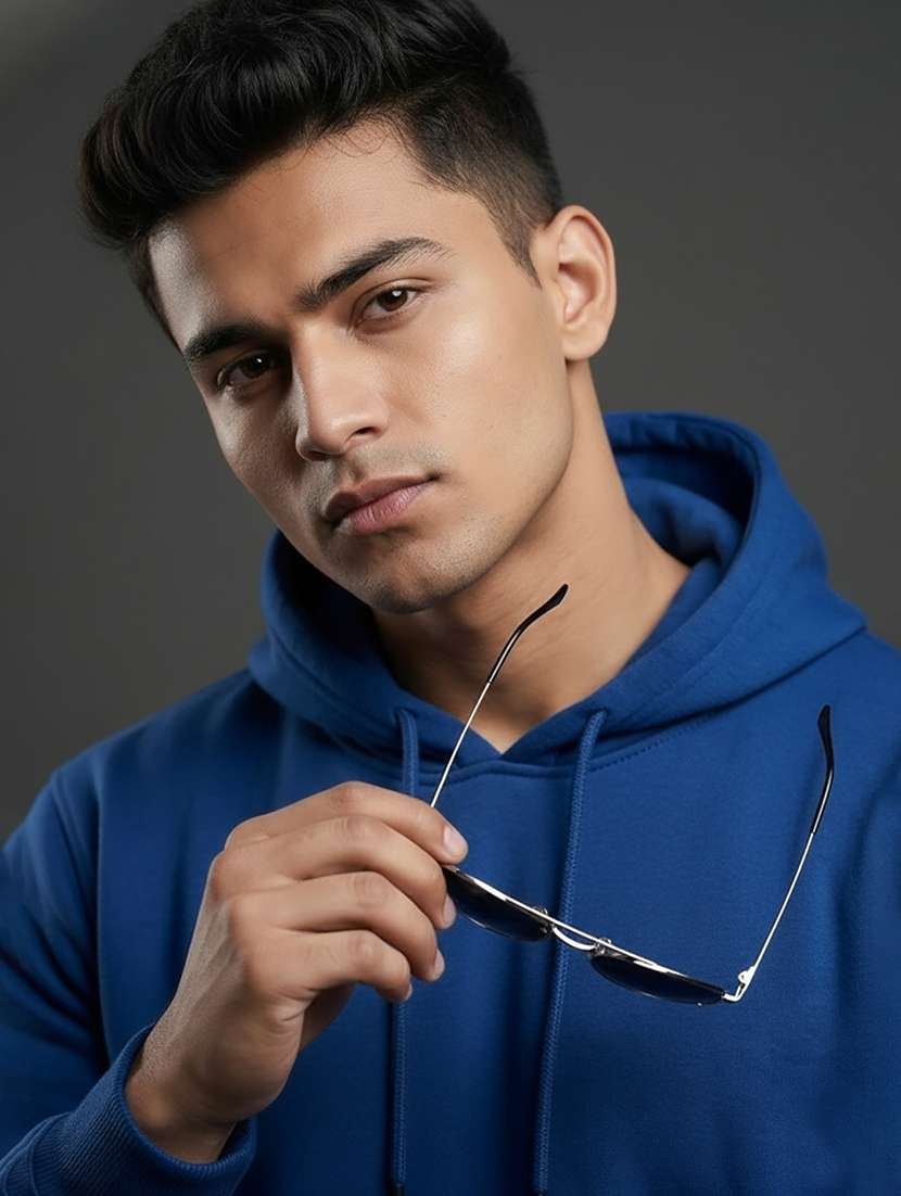 men solid long sleeve hooded sweatshirt - 22268641 -  Standard Image - 4