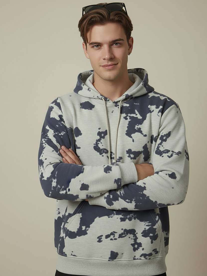 men printed long sleeve hooded sweatshirt - 22268644 -  Standard Image - 1