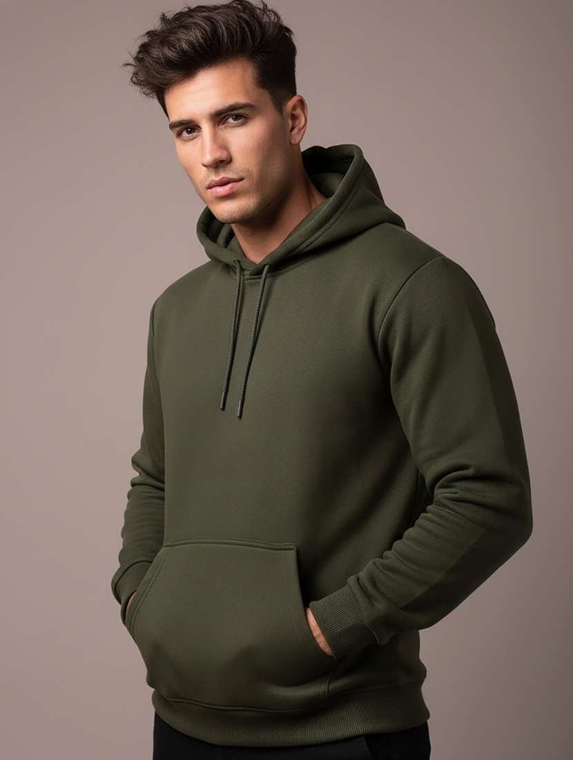men solid long sleeve hooded sweatshirt - 22268653 -  Standard Image - 1