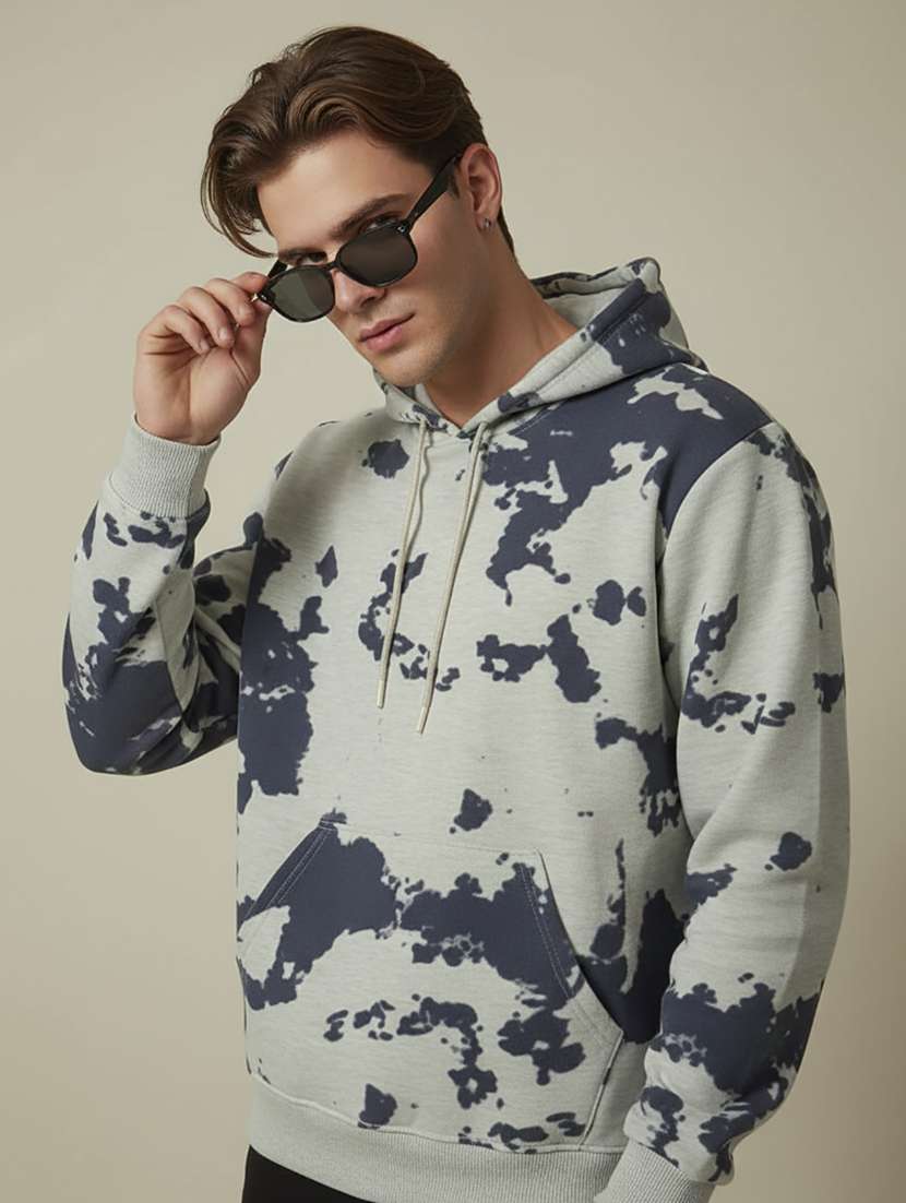 men printed long sleeve hooded sweatshirt - 22268670 -  Standard Image - 1