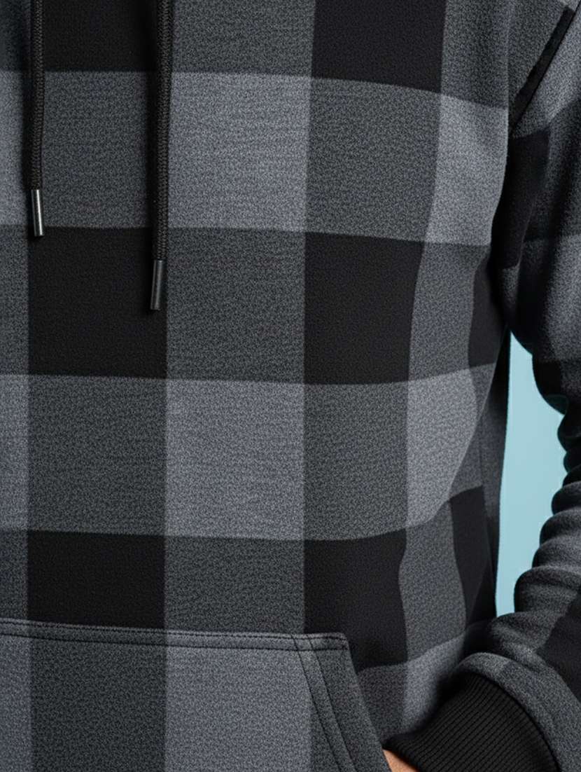 men checkered long sleeve hooded sweatshirt - 22268673 -  Standard Image - 4