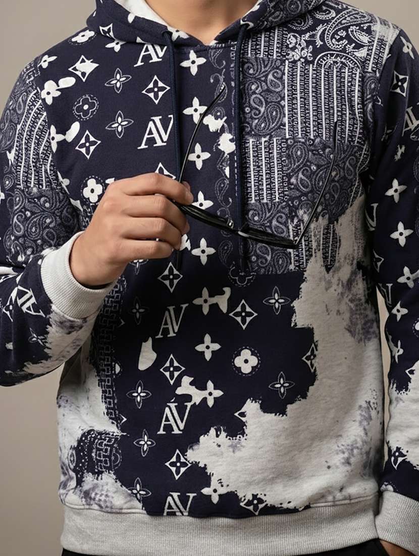 men printed long sleeve hooded sweatshirt - 22268674 -  Standard Image - 4