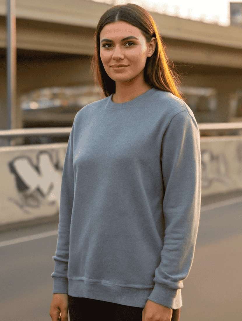 women solid long sleeve sweatshirt - 22268676 -  Standard Image - 1