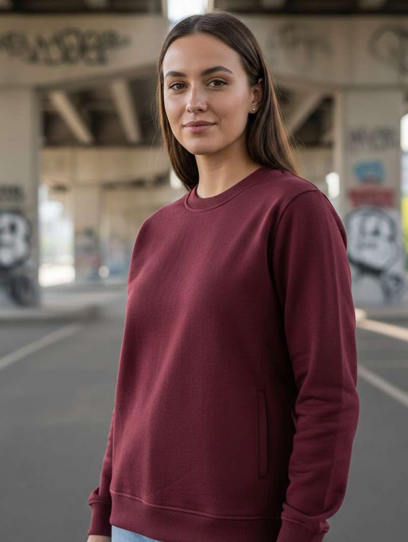 women solid long sleeve sweatshirt - 22268677 -  Standard Image - 1
