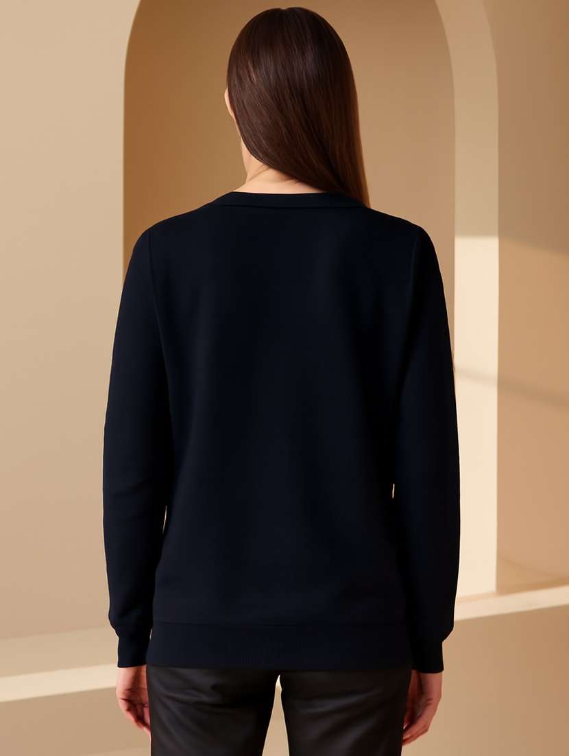 women solid long sleeve sweatshirt - 22268679 -  Standard Image - 1