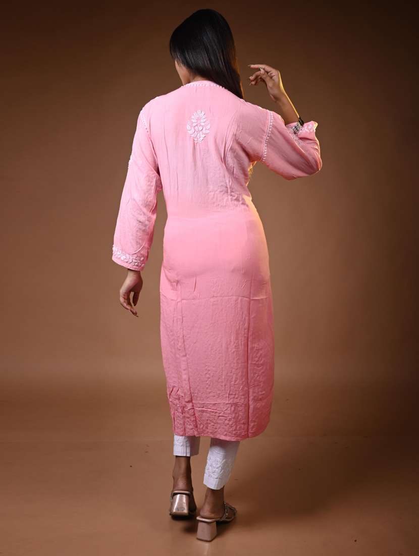 women long sleeve straight chikankari kurta - 22268695 -  Standard Image - 1