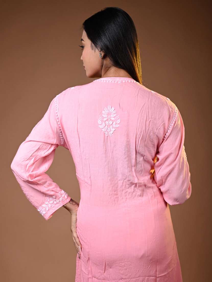 women long sleeve straight chikankari kurta - 22268695 -  Standard Image - 4