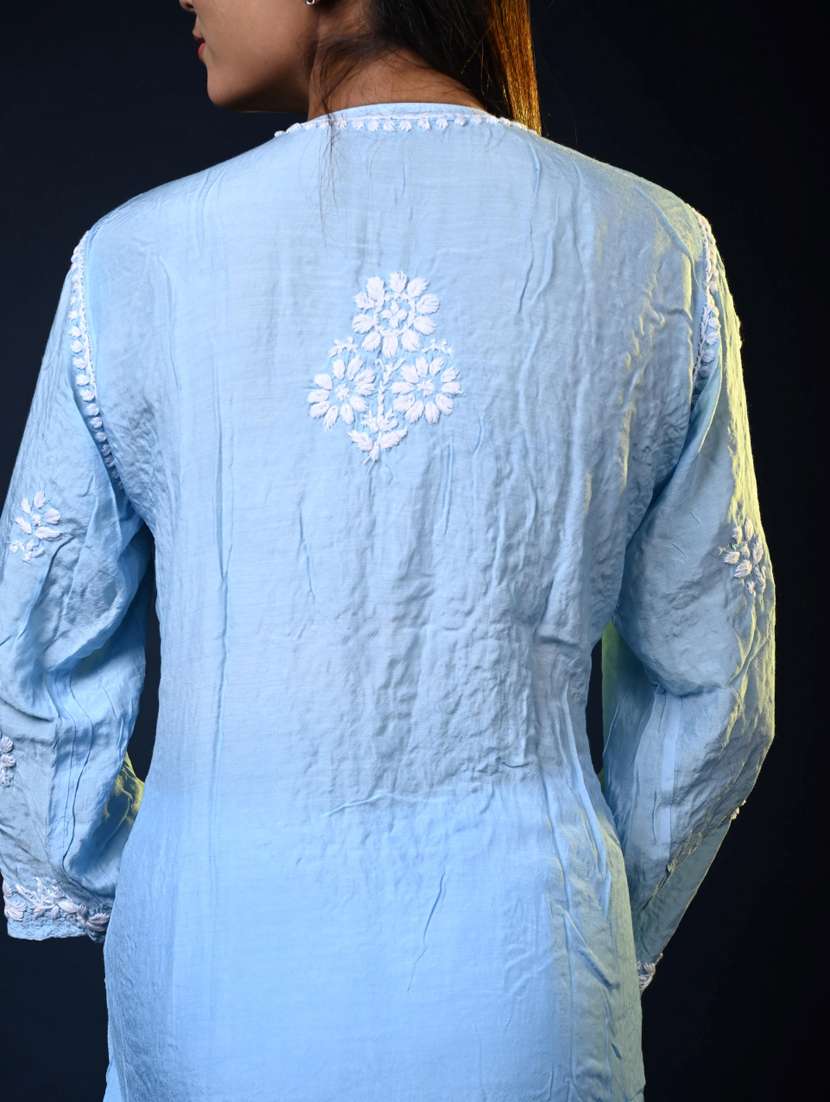 women long sleeve straight chikankari kurta - 22268714 -  Standard Image - 4