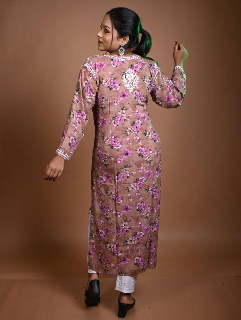 women floral long sleeve straight kurta - 22268763 -  Standard Image - 1