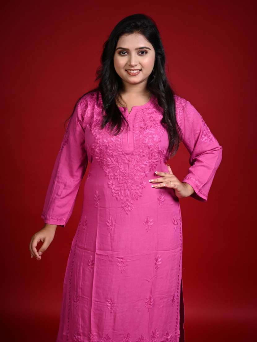 women solid with work long sleeve kurta palazzo set - 22268779 -  Standard Image - 1